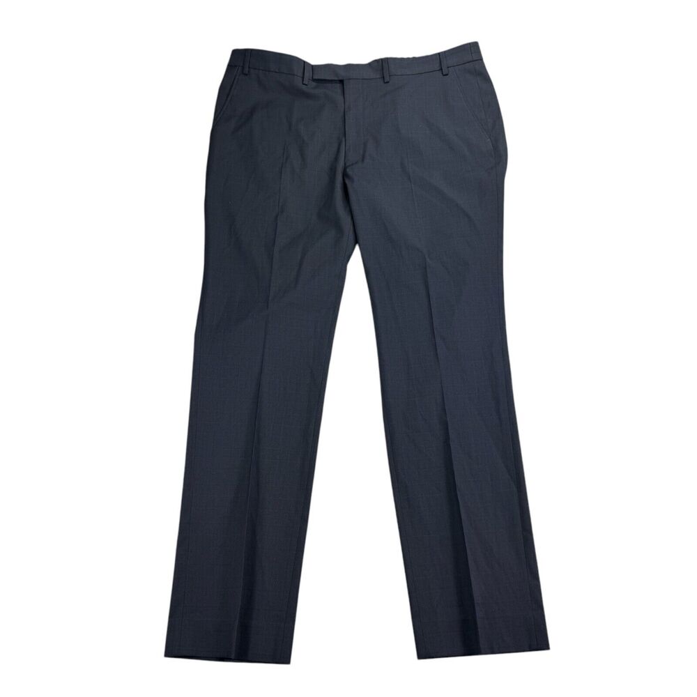 Kenneth Cole Mens Ready Flex Slim Fit Plaid Suit Pants Navy Blue 40